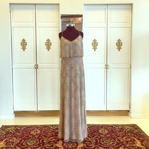 Adrianna Papell Platinum Beaded Gown